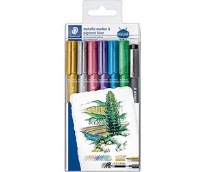 Rotulador staedtler metalico 8323 blister de 6 unidades colores surtidos + 1 rotulador calibrado 308 c2-9