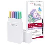 Rotulador tombow acuarelable doble punta pincel colores pastel estuche de 12 uni