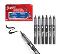 SHARPIE Rotuladores acrílicos creativos Rotuladores al agua con punta de pincel | Tinta sin borrones | Escribe en la mayoría de superficies | Material escolar | Negro | 6 Piezas