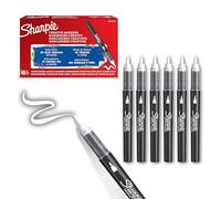 SHARPIE Rotuladores acrílicos creativos Rotuladores al agua con punta de pincel | Tinta sin borrones | Escribe en la mayoría de superficies | Material escolar | Blanco | 6 Piezas