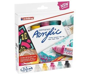 Rotuladores Acrílicos EDDING 5400 3D Doble Punta, Caja x5 Colores