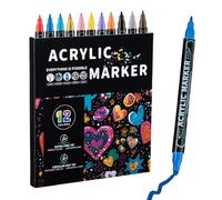 Rotuladores acrílicos, marcadores de doble cara para niños y adultos, marcador de pintura acrílica soluble en agua para papel, cerámica, piedras, mochilas, vidrio, entusiastas del arte