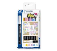 Rotuladores acrílicos STAEDTLER Lumocolor 349 ART - Set de 6, surtidos | Punta redonda de 2,4 mm, tinta acrílica permanente - resistente al borrado y al agua - N.º de art. 349 C6-1