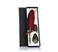 Rotuladores Acuarela Pluma de inmersión de caligrafía con 2 puntas, pluma de escritura, papelería creativa Vintage, caja de regalo de textura clásica(Red)