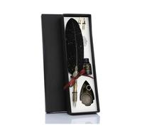 Rotuladores Acuarela Pluma de inmersión de caligrafía con 2 puntas, pluma de escritura, papelería creativa Vintage, caja de regalo de textura clásica(Black)
