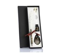 Rotuladores Acuarela Pluma de inmersión de caligrafía con 2 puntas, pluma de escritura, papelería creativa Vintage, caja de regalo de textura clásica(White)