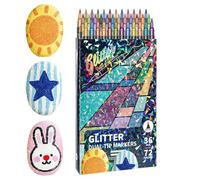 Rotuladores artísticos con purpurina de dos puntas, papel de carta para colorear para adultos para diario, álbumes de recortes, bocetos de ilustraciones, paquete de 24 garabatos escolares, brillo