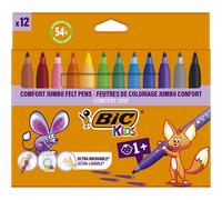 BIC Rotuladores Kids Comfort Grip Jumbo 517250 – Punta ancha, 12 colores surtidos
