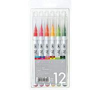 Rotuladores con punta de pincel Kuretake, colores claros y limpios, juego de 12 colores (RB-6000AT/12VA)
