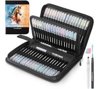 Rotuladores de acuarela, 72 marcadores para colorear de punta suave y vibrante con 4 pinceles de mezcla, juego de rotuladores de acuarela para caligrafía y letras de CreativePeak