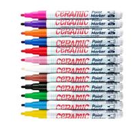 Rotuladores de cerámica de secado rápido, tintas a base de agua, multicolor, para pintura artística, garabatos sobre vidrio, madera, metal, vidrio, madera, 12 colores
