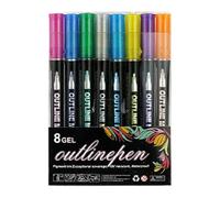 Rotuladores de contorno de purpurina - Rotuladores de doble línea, escritura artística elegante | Bolígrafos brillantes con purpurina Creación de tarjetas Suministros para álbumes de recortes