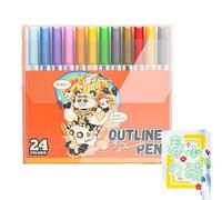 Rotuladores de doble línea, rotulador de doble línea, juego de marcadores brillantes, marcadores de bocetos de Doodle, suministros artísticos para hacer tarjetas de felicitación, diario de mano