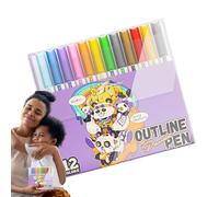 Rotuladores de doble línea, rotulador de doble línea, juego de marcadores brillantes, marcadores de bocetos de Doodle, suministros artísticos para hacer tarjetas de felicitación, diario de mano