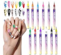 Rotuladores de Esmalte de Uñas 12 Colores Marcadores De Pintura 3D | Punta Fina Diseño De Uñas Bolígrafo Acrílico para Mujeres Principiantes Hogar Salón Sesión de Fotos Boda Navidad Cumpleaños