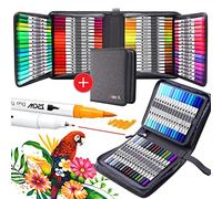 Rotuladores de pincel acuarelable de 100 colores Fieltros de doble punta fina Fineliner Bolígrafos para adultos libros de colorear, bullet Journal, caligrafía y dibujos, ilustraciones, bocetos