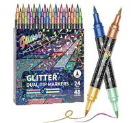 Rotuladores De Pincel con Efecto De Brillo De 24/48/72/96 Colores, Juego De Bolígrafos con Brillo Metálico De Doble Punta Juego De Bolígrafos De Pintura(48colors)