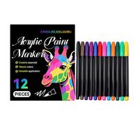 Rotuladores de pintura acrílica, marcadores de pintura de roca, 12 colores, bolígrafos acrílicos creativos para colorear, suministros de arte para niños y adultos, tela, madera, vidrio, lienzo, roca
