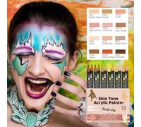 Rotuladores de Pintura Corporal, 12 Colores Marcadores Corporales Para Dibujar En Uñas Y Piel, Herramientas de Manicura para Manos Viaje Festivales Fiestas Estudiantes Papel Cerámica