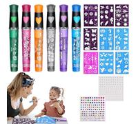 Rotuladores de pintura facial, marcadores de pintura corporal - Marcadores corporales a base de agua de 6 colores con 9 plantillas | Caja de lujo lavable del equipo de del maquillaje para la p