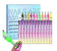 Rotuladores De Pintura Para Uñas, Delineador De Puntos De Con Punta De, 12 Colores, Delineador Portátil Brillante Impermeable, Marcador De Dibujo De Uñas Para Niños, Niñas, Adultos, Mani