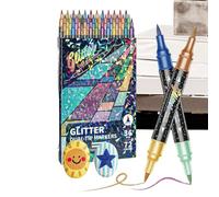 Rotuladores de Purpurina con Brillo,Material de Manualidades de Doble Punta | Rotuladores de colores y contorno brillante - para manualidades en hogar y escuela, arte, tarjetas y scrapbooking