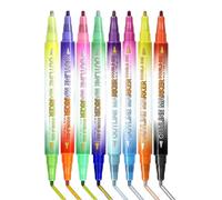 Rotuladores De Resalte Brillante Doble Cara - 8 Piezas Bolígrafos de Dibujo con Brillo - Herramientas de dibujo para actividades escolares, manualidades, tarjetas, toma de notas, colorear y arte