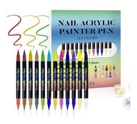 Rotuladores de uñas de secado rápido, bolígrafos de esmalte de larga duración, conjunto de diseño de uñas de 0,51 x 5,9 pulgadas con 12 colores, bolígrafos de arte flexibles, herramientas de puntas