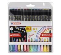 Rotuladores EDDING 1200, Estuche x6 Metallic + x9 Glitter