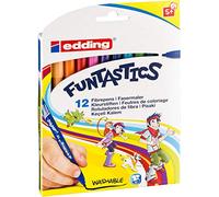 edding 15 FUNTASTICS - bolígrafos para colorear para niños - set de 12 - colores brillantes-1 mm-para divertirse coloreando sobre papel y cartulina de colores claros - lavable de la piel y los tejidos