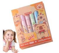 Rotuladores iluminadores pastel - Juego de 6 rotuladores Capybara | Punta cincel vibrante iluminador fluorescente | material escolar entretenido para estudios universitarios, oficinas y en casa con un