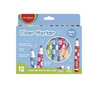 Rotuladores Lavables para Niños - Caja de 12 - Carcasa Decorada - Punta Triangular - Resistentes y con Diseño Ergonómico - Ideal para Dibujar - Material Escolar - Keyroad