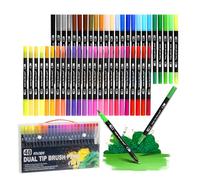 Rotuladores Lettering 48 Colores, Rotuladores Doble Punta, Kit para Niños y Adultos, Mandalas, Graffiti, Caligrafía, Dibujar, Acuarelables Profesionales