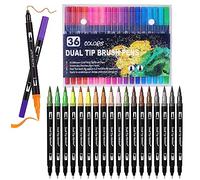 Rotuladores Lettering Brush Pen, 24 Colores, Acuarelables Marcadores para Adultos, Bullet Journal, Caligrafía, Libros para Colorear, Arte Dibujo Punta Pincel 1-2mm y Punta Fina 0.4mm
