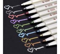 Rotuladores Metálicos, Juego de 10 Colores para Álbumes de Fotos DIY Scrapbook, Rotulador Dorado para Libro de Firmas de Boda, Papel Negro, Piedra, Cristal, Madera, Pascua y Manualidades (1 mm)
