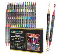 Rotuladores Para Adultos, Bolígrafos Para Bocetos, Juego De 60 Colores Con Punta Fina Y Pincel De Acrílico Creativo Para, Dibujar En, Tela, Madera Y Niños