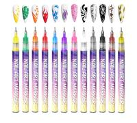 Rotuladores Para Decorar Uñas,Delineador 3D de 12 Colores - Lápiz De Esmalte De Uñas Con Punta De 0.5 Mm | Para Práctica Diaria Fiesta Boda Cumpleaños Viaje Salón Mujeres