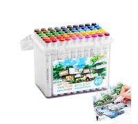 Rotuladores para escritura | 60 piezas con doble punta fina y pincel - Material escolar a base de aceite para scrapbooking, bocetos, proyectos creativos, secado rápido