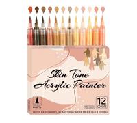 Rotuladores Para Niños,12 Colores Rotuladores Acrílicos Impermeables | 12 Piezas Juego De Marcadores Artísticos Colorear El Cuerpo,Para Todas Las Edades Dibujo En Vidrio Madera Tela
