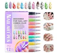 Rotuladores Para Pintar Uñas, Bolígrafo De Uñas NailsArt 3d, Delineador De Secado Rápido Antimanchas, 3d Nails Art Pen 12 Colores Waterproof Nails Art Marker, Rotuladores ParaUñas Punta Fina