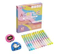 Rotuladores para pintura acrílica | Secado rápido permanente 12 colores, rotuladores para colorear artísticos a base de agua | Para niños adultos cumpleaños Navidad tela papel madera tela tela madera