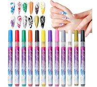 Rotuladores Para Uñas | 12 Piezas Materiales De Arte Para Niños, Adultos Y Mujeres - Juego Pinturas Uñas Decoración | Para Principiantes Manualidades Pintura Salón Hogar Delineador De