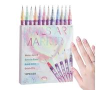 Rotuladores Para Uñas | Delineador De Uñas Para Pintura Arte Y Manualidades 12 Piezas - Juego De Marcadores Para Pintura Con Esmalte | Para Niños, Niñas, Adultos, Manualidades, Lienzo, Salón Y