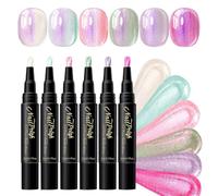 Rotuladores Para Uñas, Rotulador Uñas Secado Rapido, 6 Colores | Rotulador Pintauñas, Pinta Uñas En Rotuladores Decoración, Con Purpurina Polarizada, Para Hogar Salón Mujeres Chicas