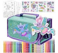 Rotuladores perfumados para niños - Regalos de hadas para niñas - El kit de colorear incluye rotuladores con olor, rotuladores de sellos, estuche de lápices de hadas brillante - Juguetes de hadas