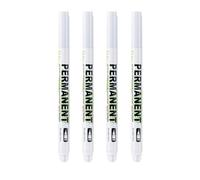 Rotuladores permanentes Blancos, 4 PCS Blanco Permanente Punta Fina 1,0 mm, Resistentes Bolígrafos Acrílicos para Madera, Metal, Vidrio, Tela, Piedra, Album Fotográfico, Neumáticos
