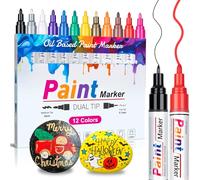 Rotuladores permanentes resistentes al agua: 12 rotuladores permanentes de doble punta resistentes al agua para piedras, madera, vidrio, cerámica, plástico, metal, manualidades, marcadores permanentes