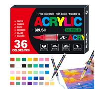 Rotuladores Pintura Acrílica - Resina 22.9x14x2.7cm Doble Pincel Punta & Fino Marcadores Para Roca Pintura, Lienzo, Papel, Niños Arte Proyectos | Resistente Sol Acrílico Pinturas Bolígrafo Conjunto