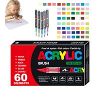 Rotuladores Pintura Acrílica - Resina 22.9x14x2.7cm Doble Pincel Punta & Fino Marcadores Para Roca Pintura, Lienzo, Papel, Niños Arte Proyectos | Resistente Sol Acrílico Pinturas Bolígrafo Conjunto