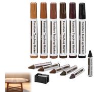 Rotuladores Reparador de Madera Marcadore Madera, Marcadore Madera para Muebles, 6 Piezas Kit de Marcadores de Reparación de Madera Para Muebles, para Repara Arañazos Puerta, Suelos de Madera Dura